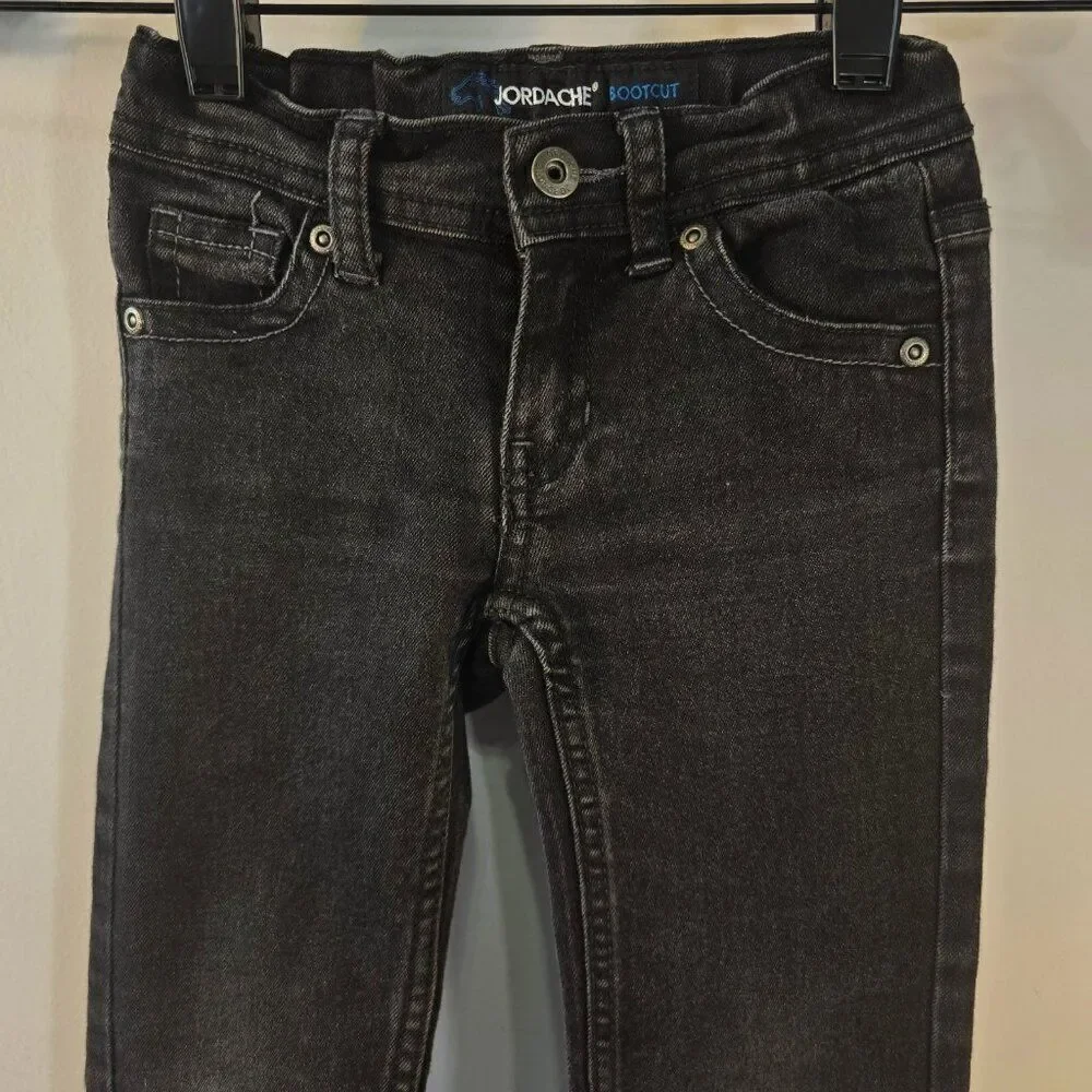 Jordache Girls Black Denim Jeans Size 5 Bootcut Adjustable Waist